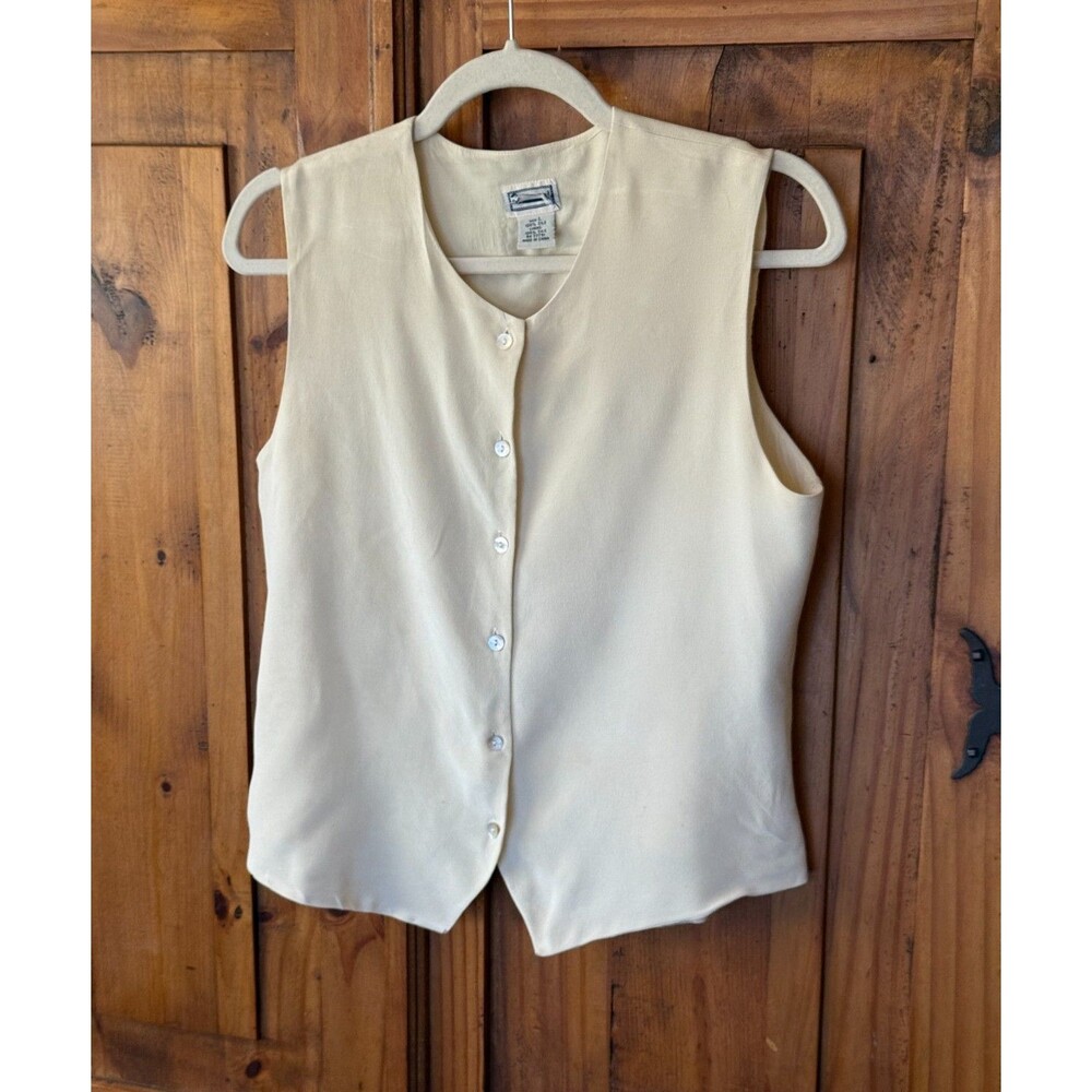 Edwards Lined Silk Button Front Sleeveless Vest Size L